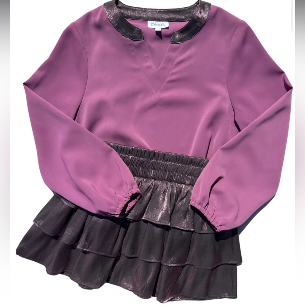 Pleat Milly Top Magenta/Plum Shimmer